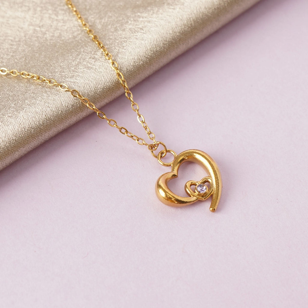 18K Gold Plated Diamond Love Necklace for Women | Anti Tarnish