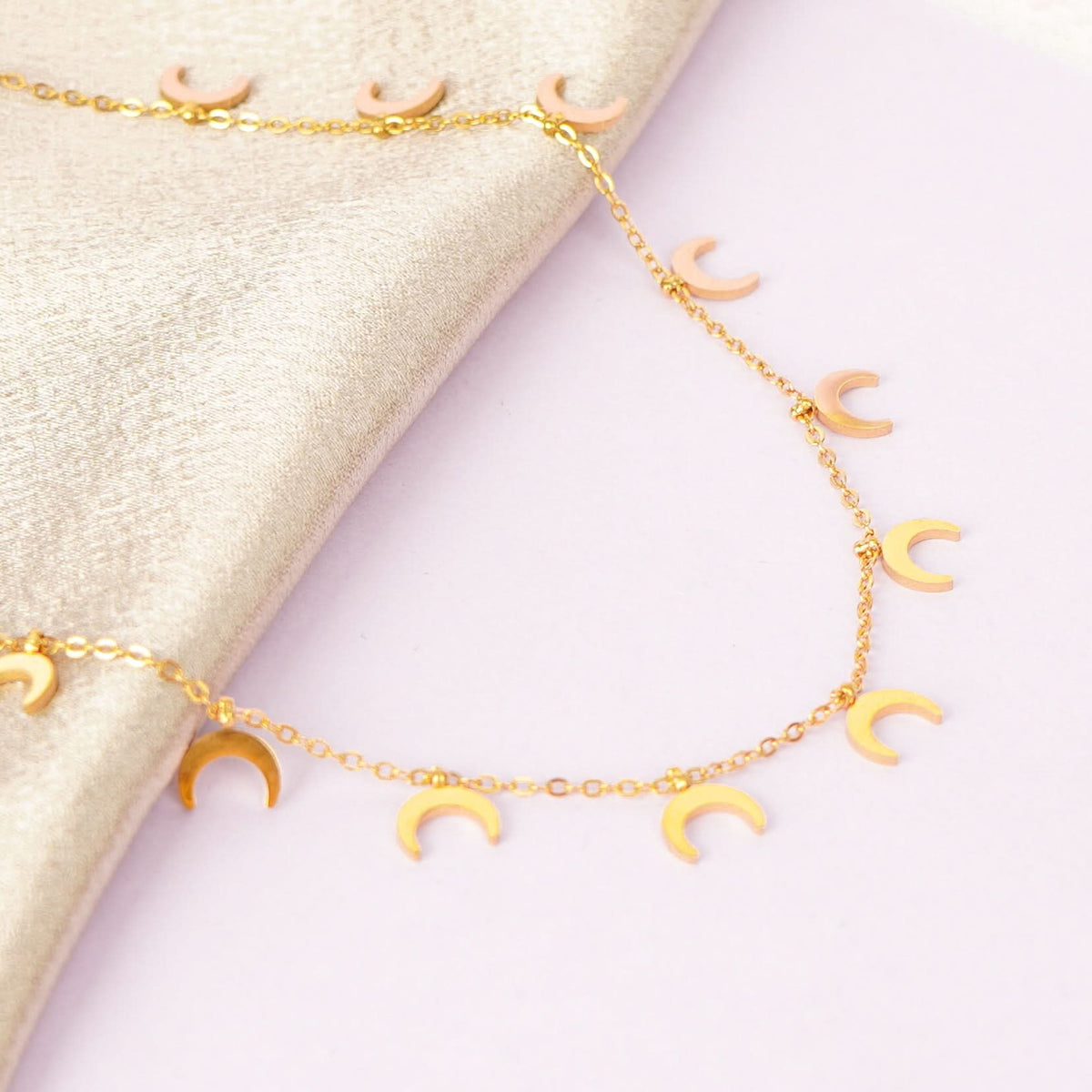 Golden Moon Charm Necklace