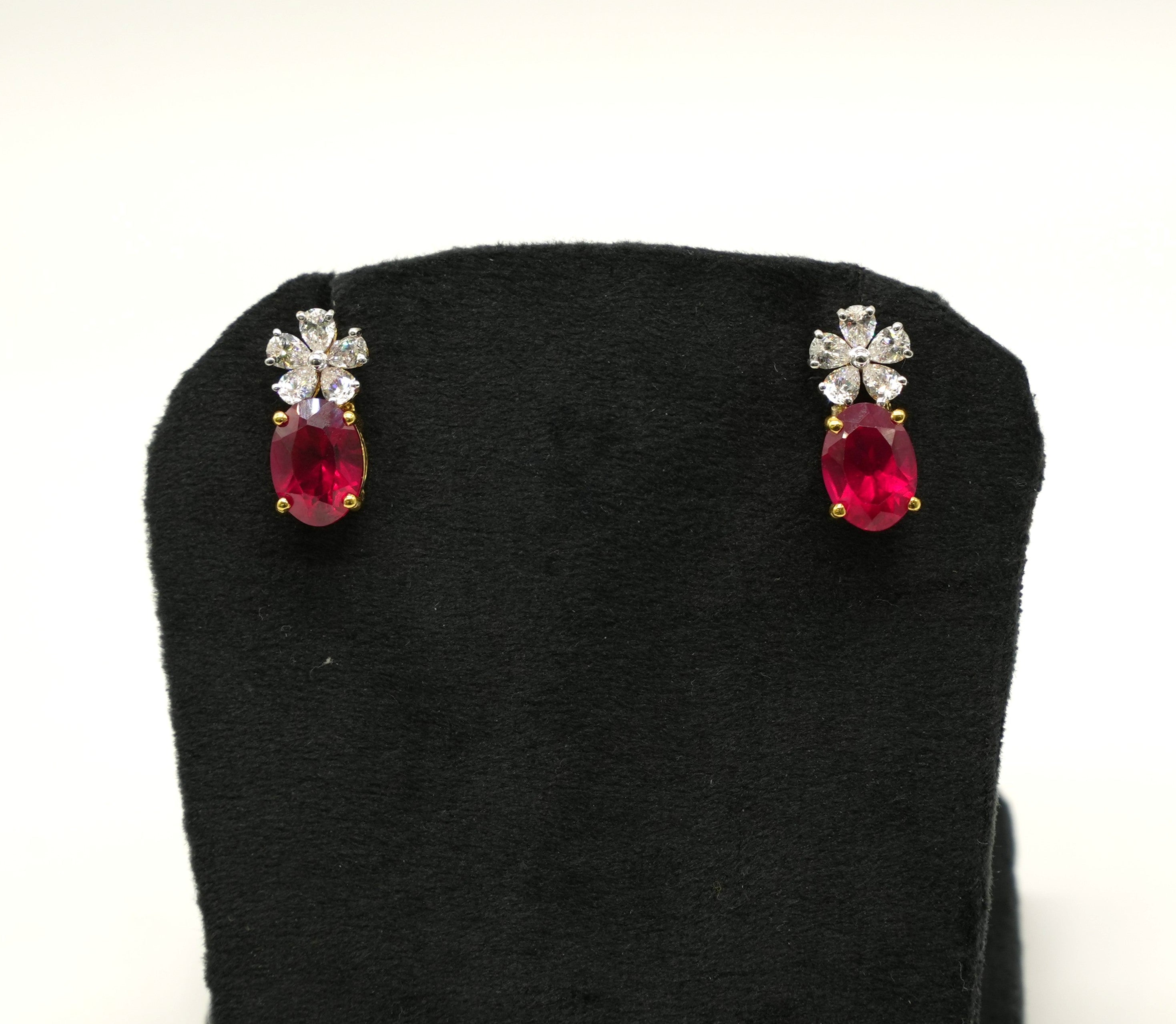 Silver Swarovski Red Stone Pendant Set