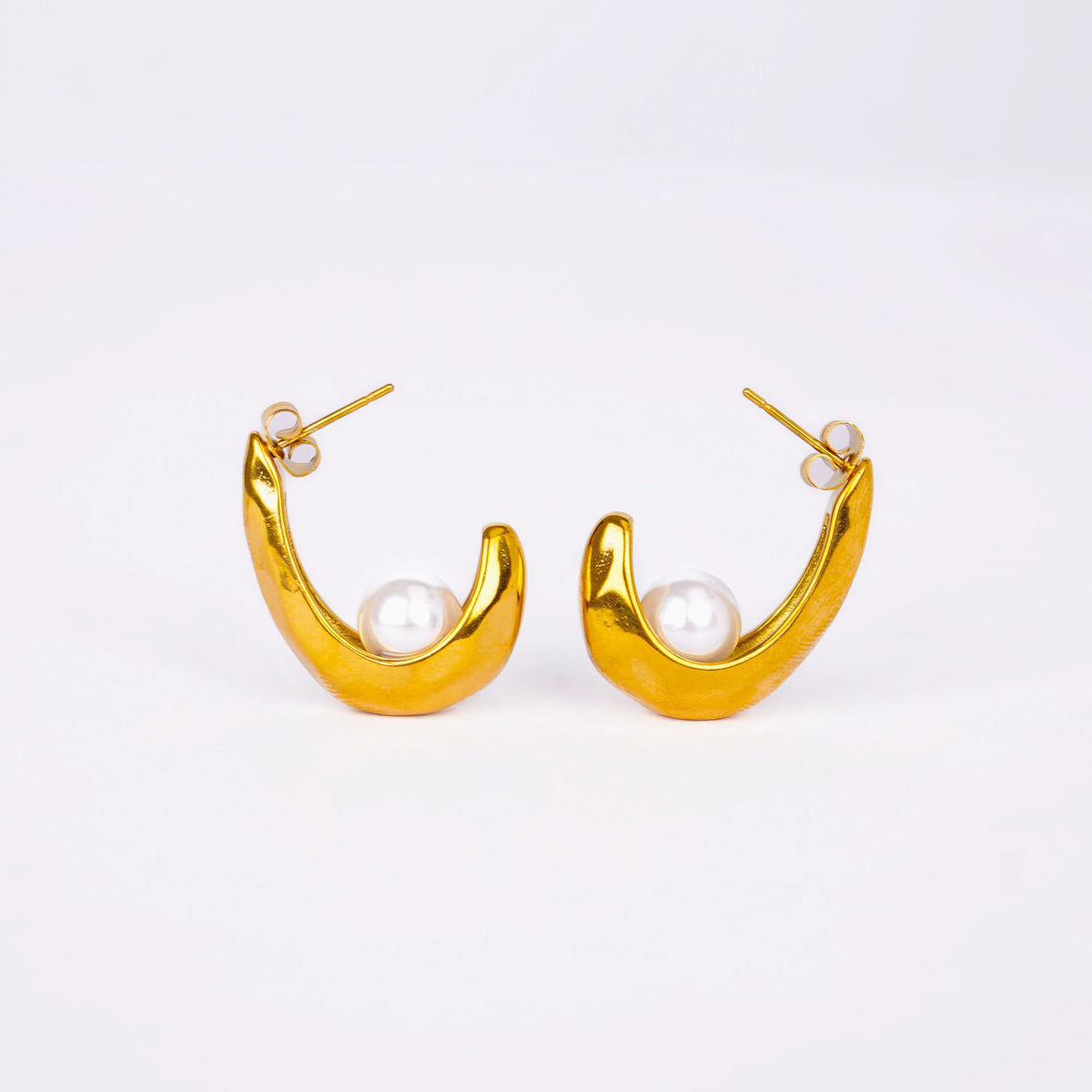 18K Gold Plated Pearl Leaf Drop Earrings for Women | Anti Tarnish