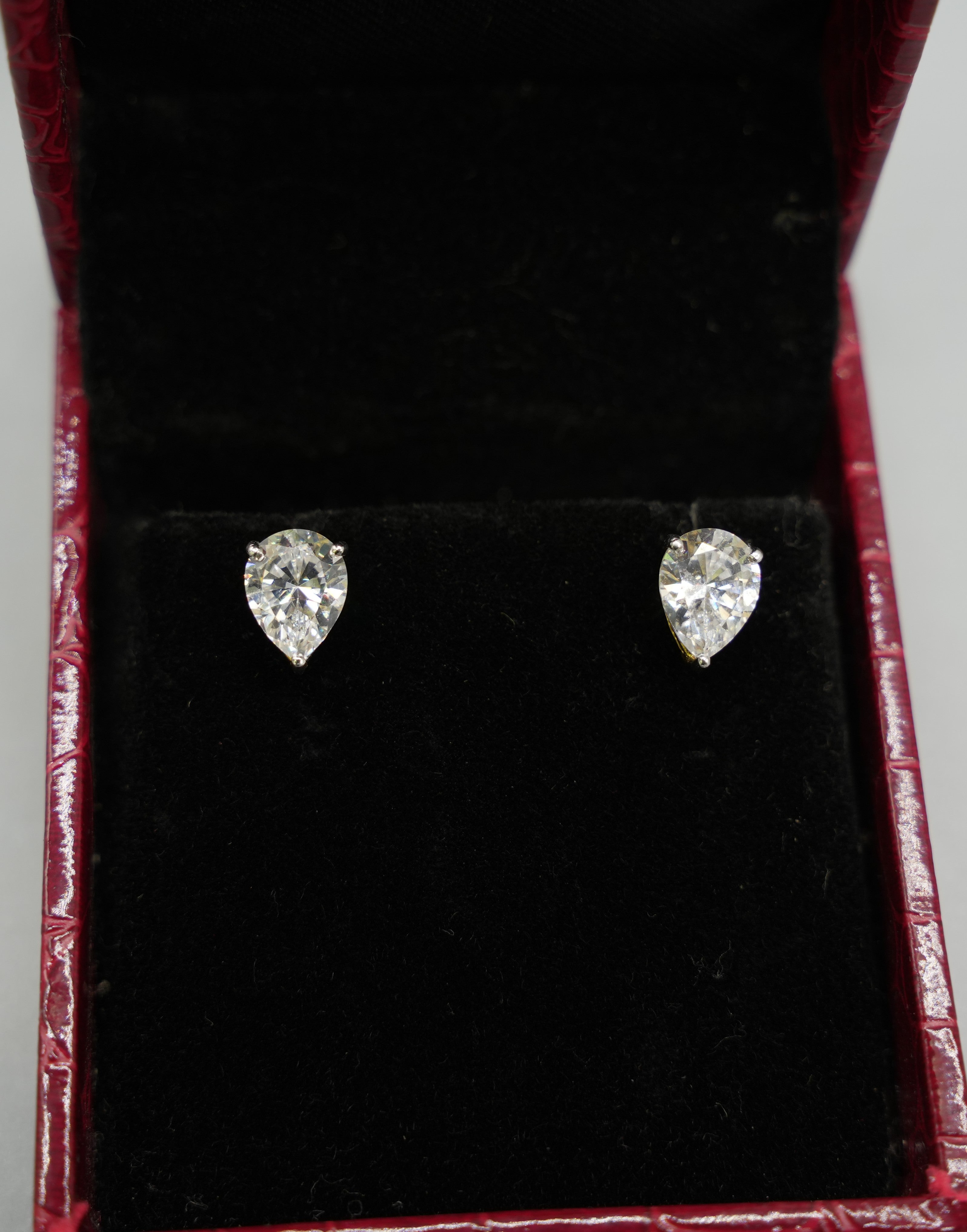 Silver Swarovski 1.25ct Pear Studs