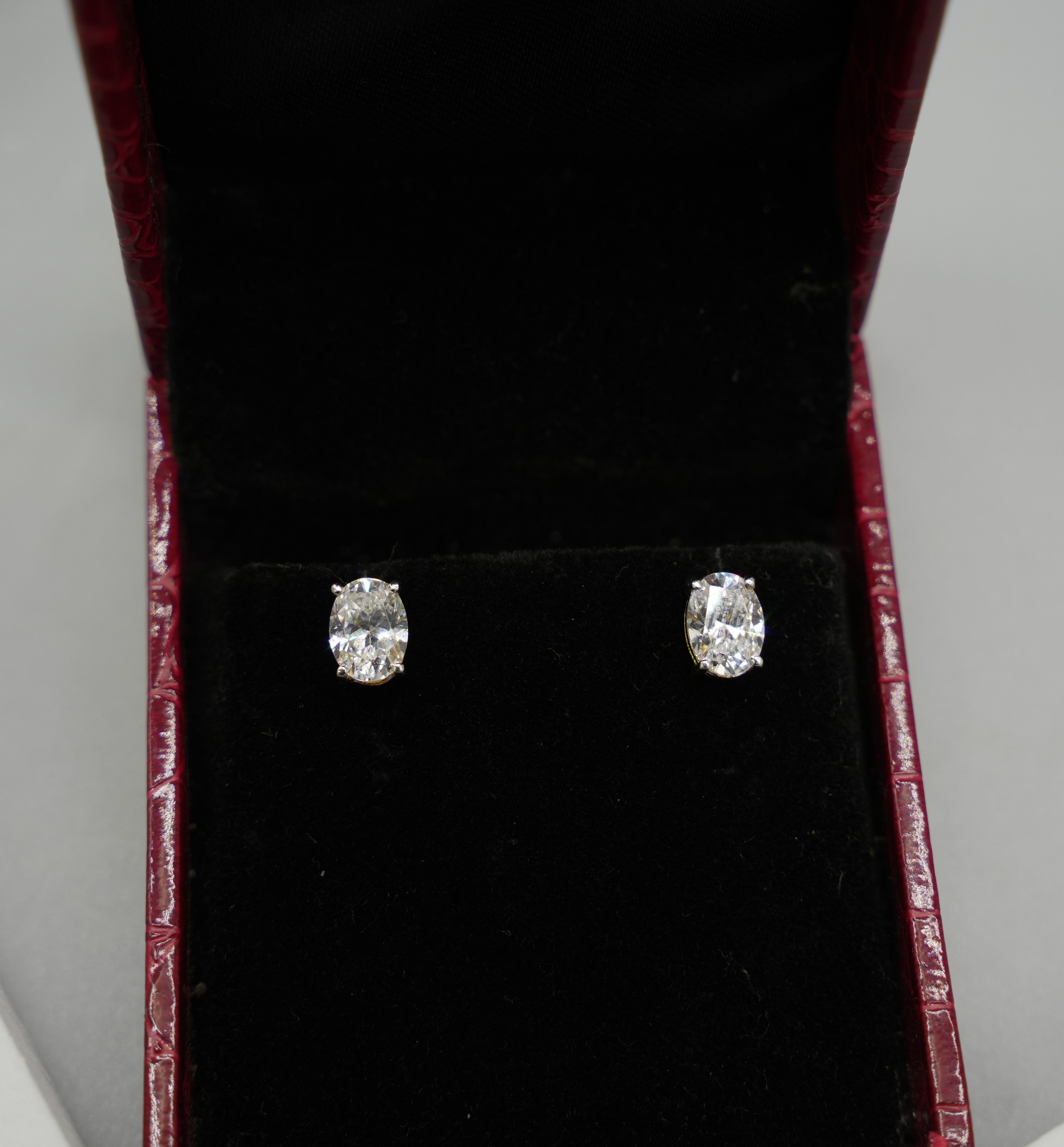 Silver Swarovski 2ct Oval Shaped Studs