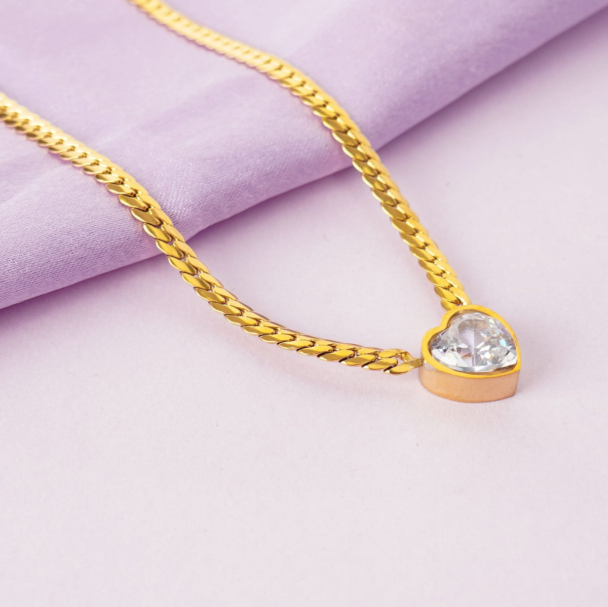 18K Gold Plated Emerald Glow Heart Necklace for Women | Anti Tarnish