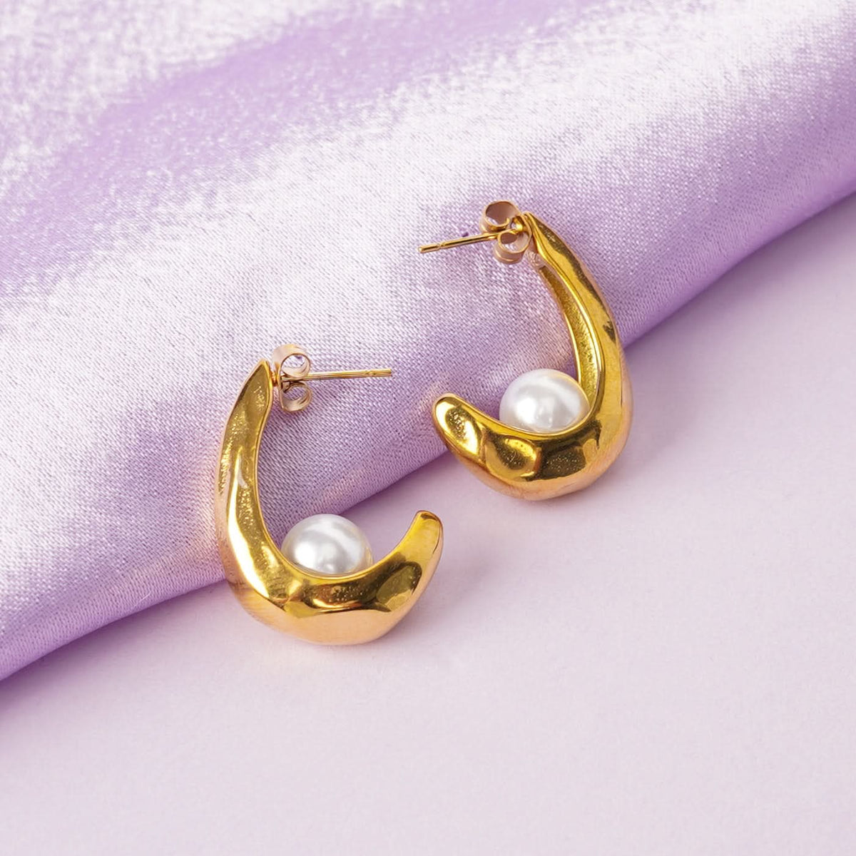 18K Gold Plated Pearl Leaf Drop Earrings for Women | Anti Tarnish