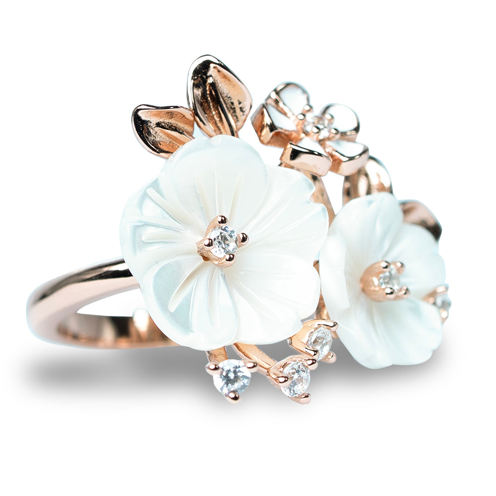 Rose Gold Blossom Kiss Floral Ring