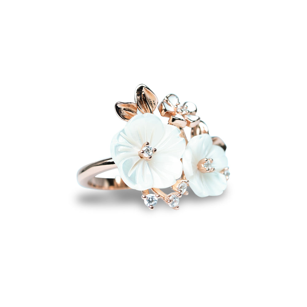 Rose Gold Blossom Kiss Floral Ring