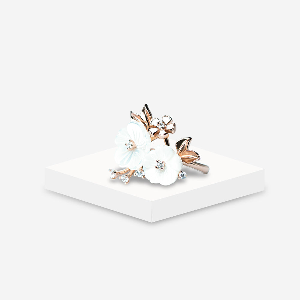 Rose Gold Blossom Kiss Floral Ring
