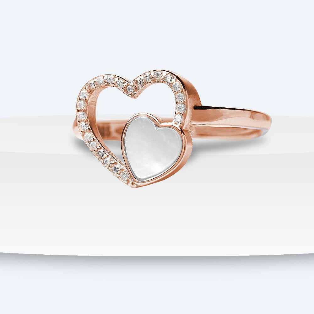 Heart Intertwine Mother of Pearl Ring