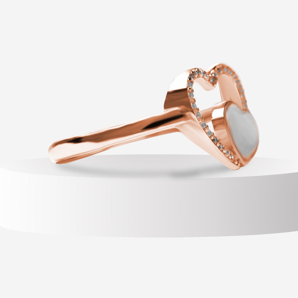 Heart Intertwine Mother of Pearl Ring