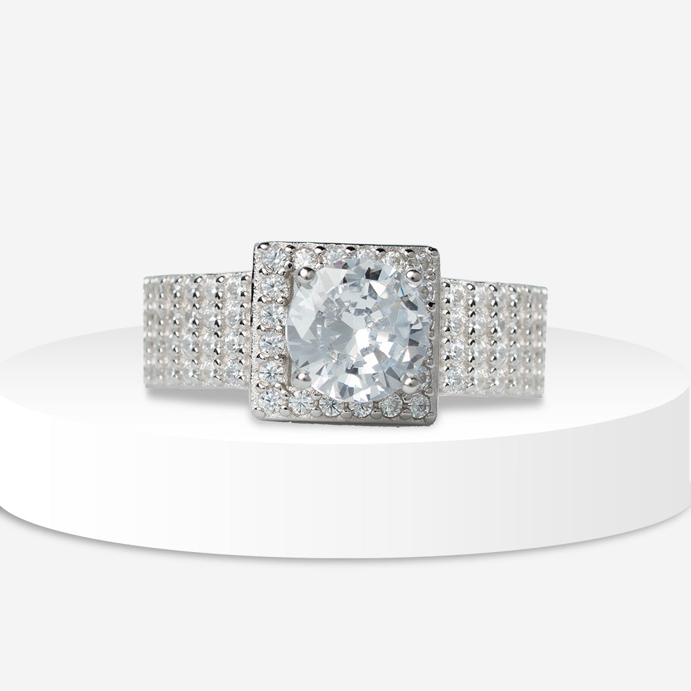 Radiant Crown Solitaire Ring