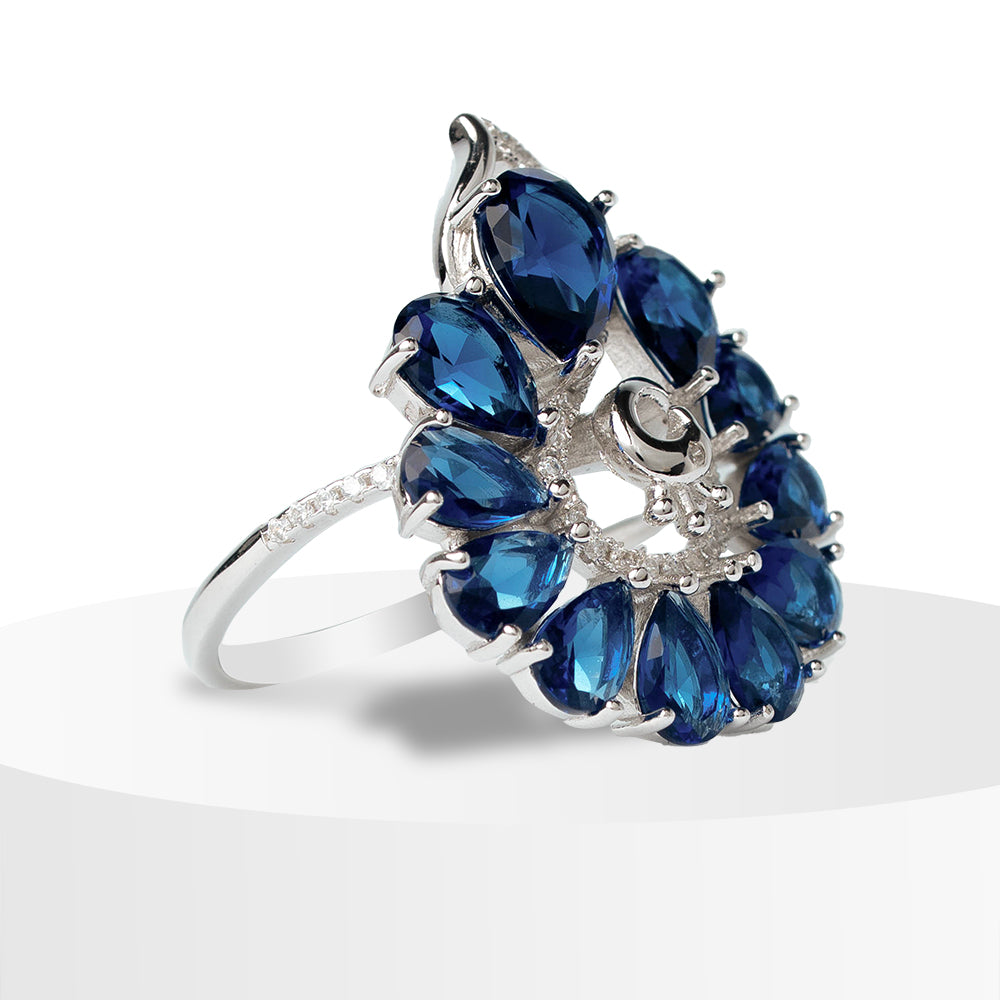 Sapphire Bloom Cocktail Ring