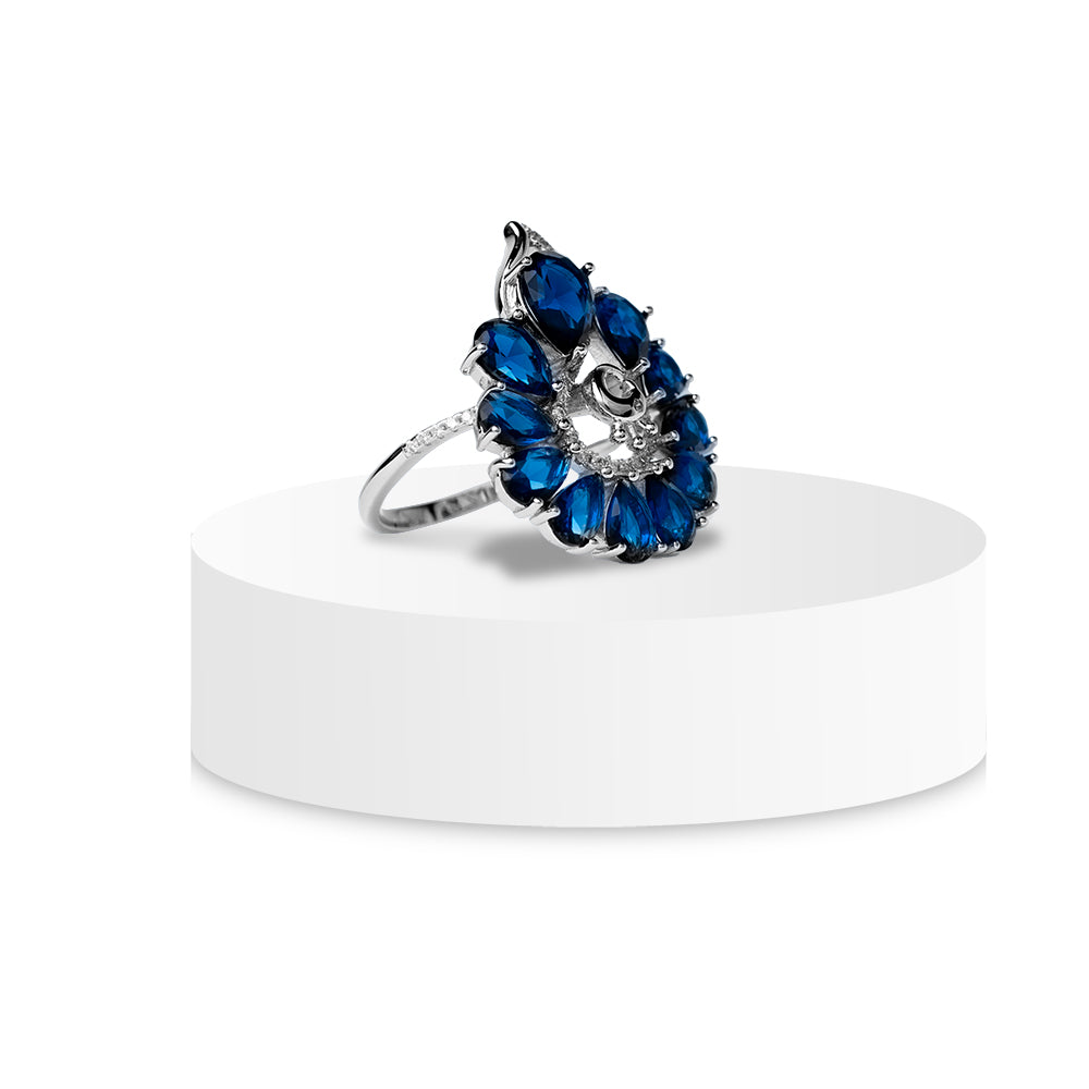 Sapphire Bloom Cocktail Ring