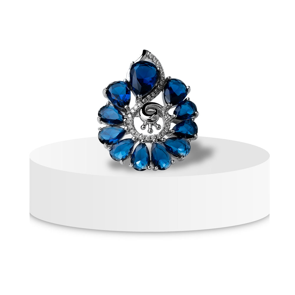 Sapphire Bloom Cocktail Ring
