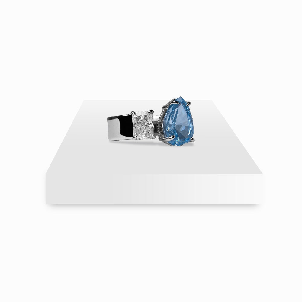 Azure Blaze Blue Dual-Stone Ring