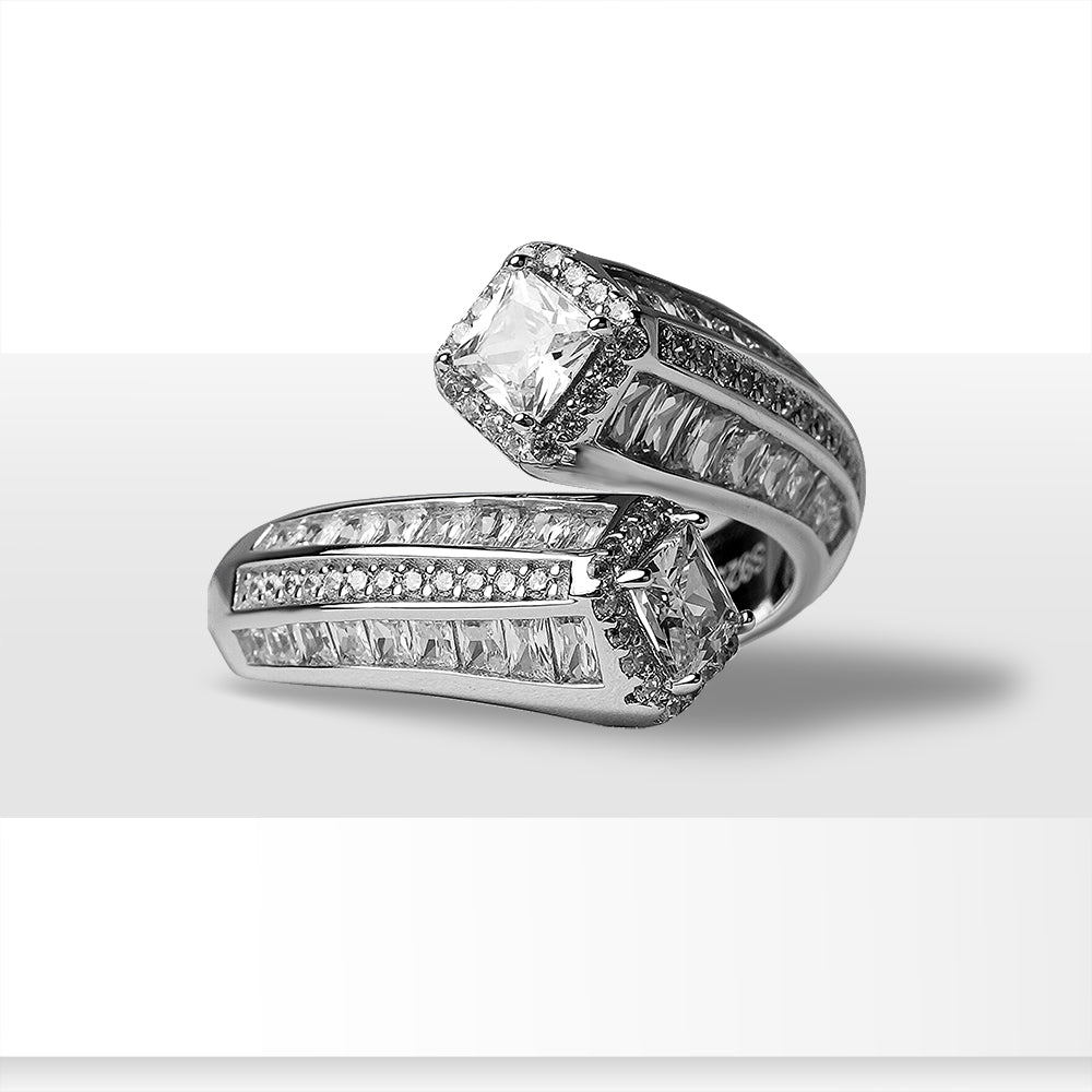 Twin Twisted Geometric Band Ring