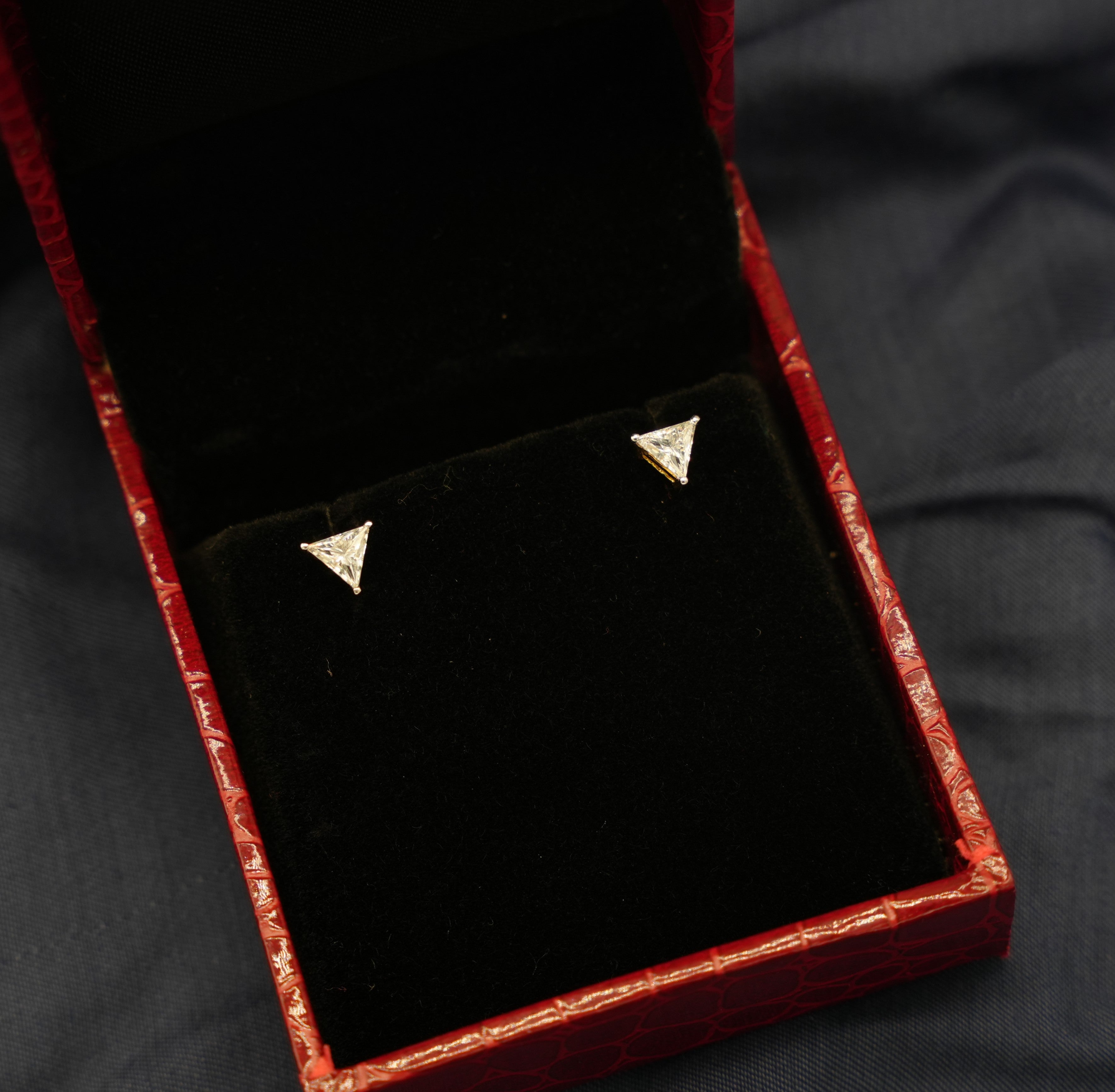Silver Swarovski Approx 0.4ct Triangular Studs