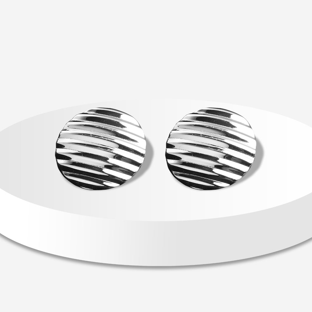 Ribbed Oval Silver Studs