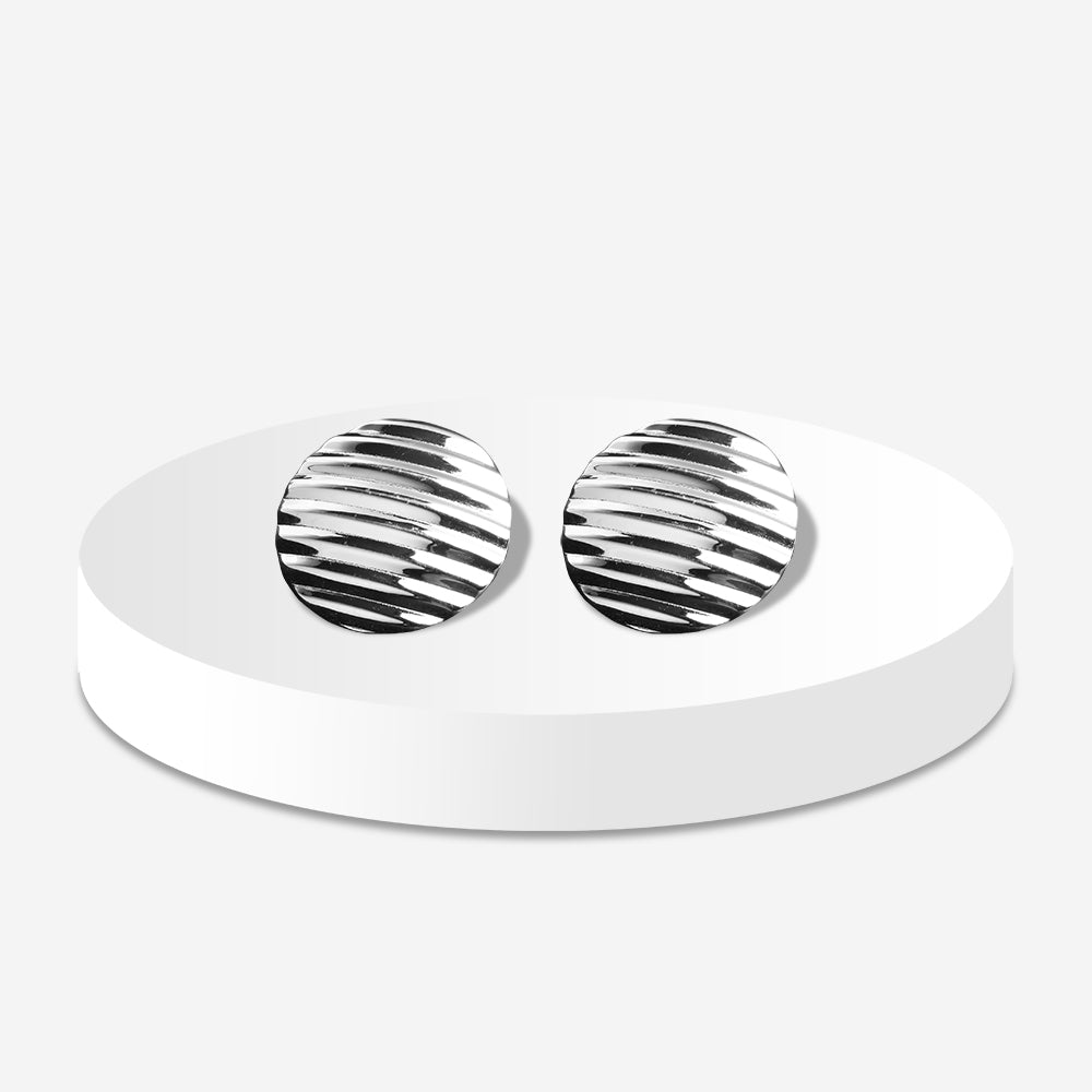 Ribbed Oval Silver Studs