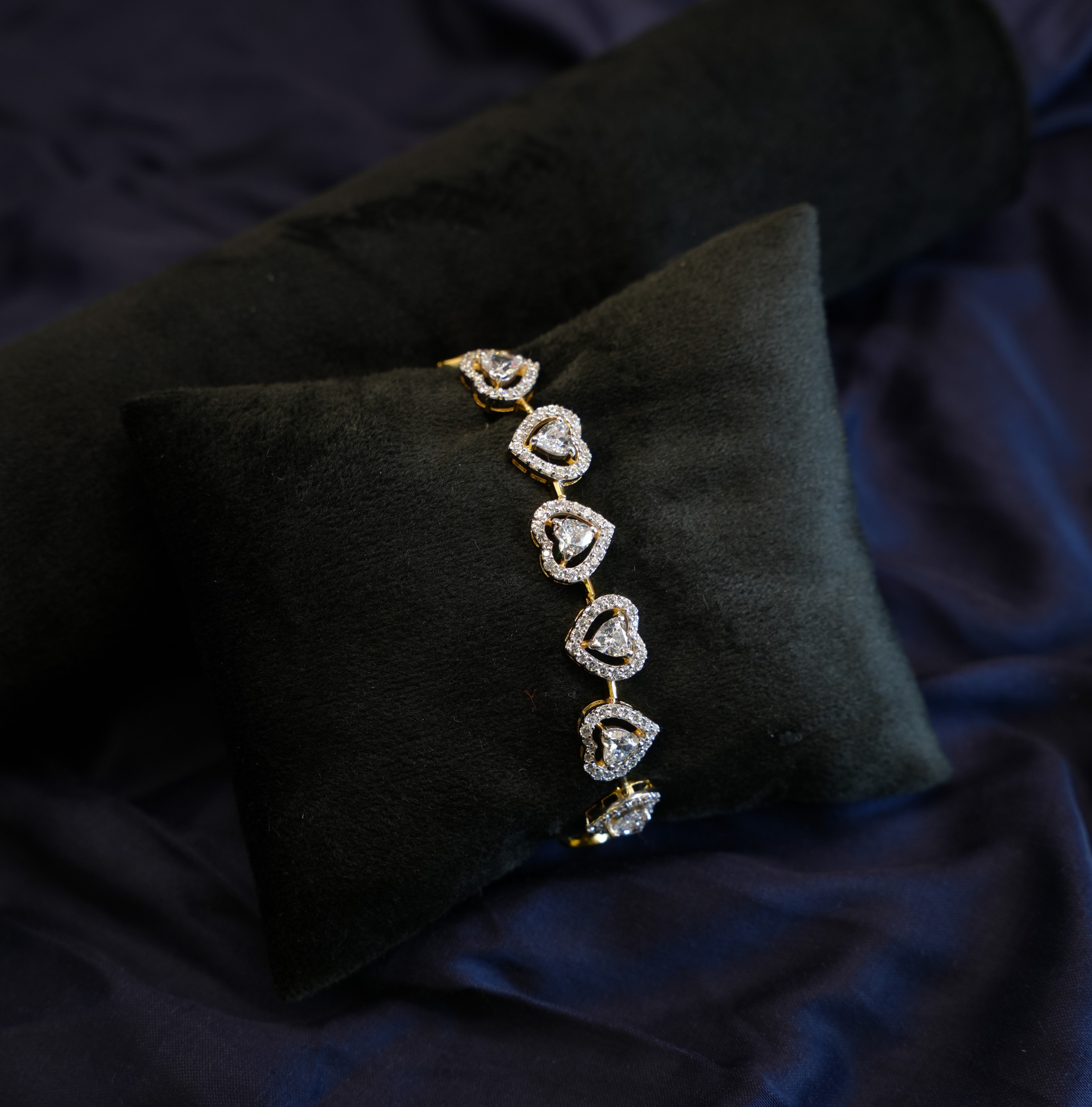 Silver Swarovski Heart-Shaped Tennis Bracelet