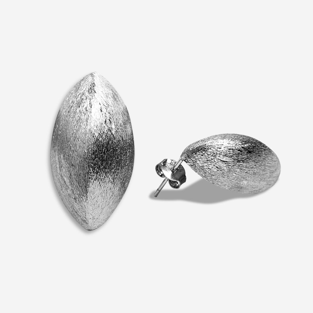 Silver Brush Oval Studs