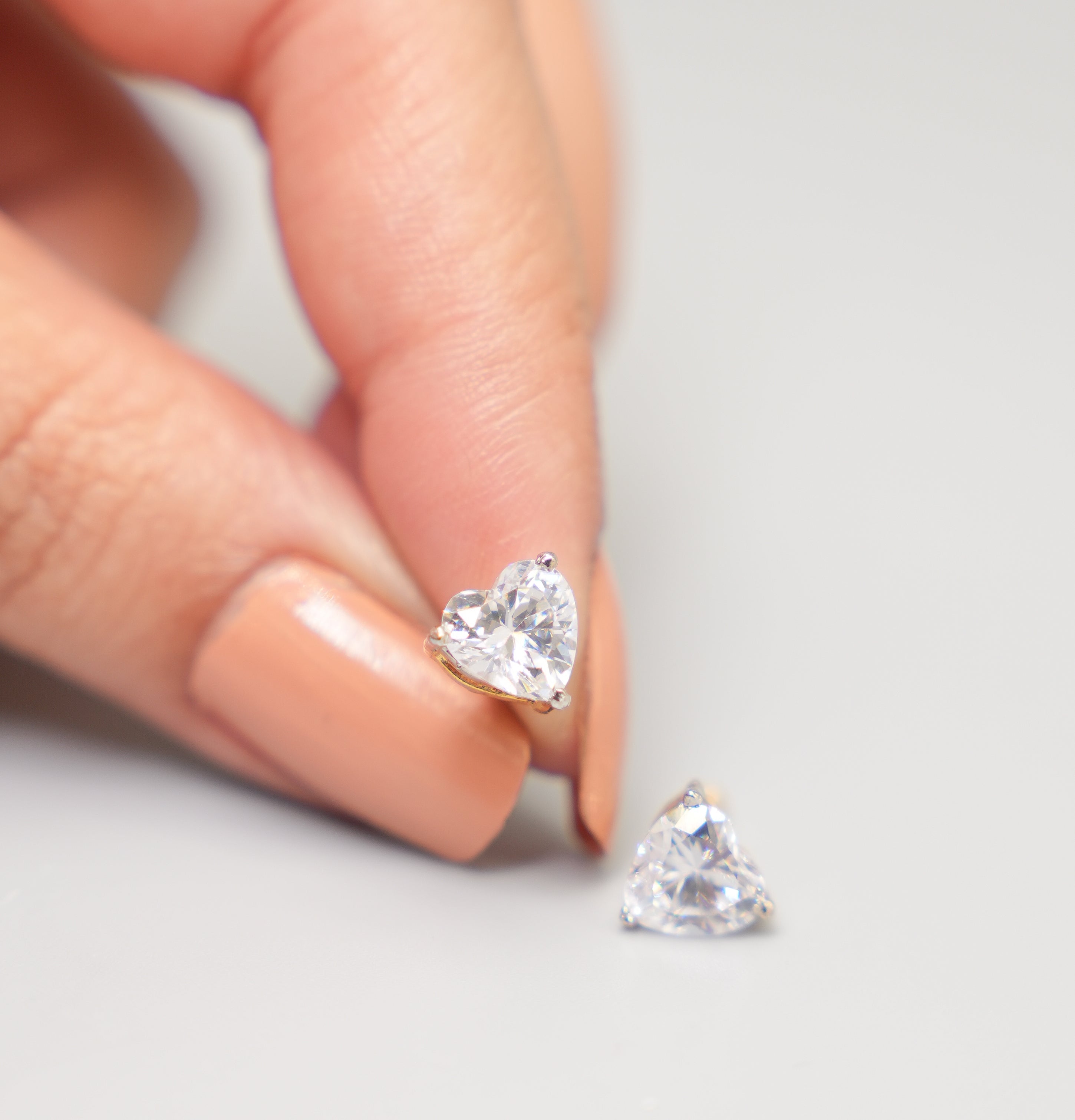 Silver Swarovski Heart Shaped Studs Approx 1.25 CT