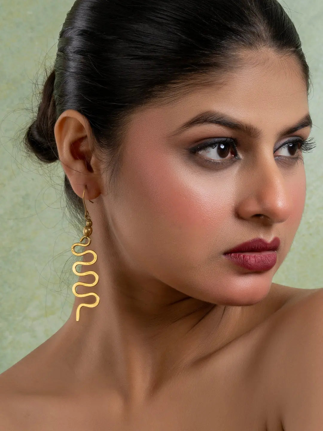 Golden Brass Dokra Spiral Earring LOOK AND ADORN - designed for you