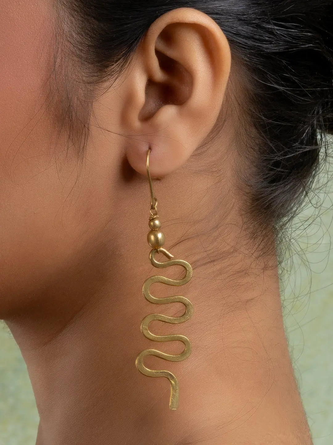 Golden Brass Dokra Spiral Earring LOOK AND ADORN - designed for you