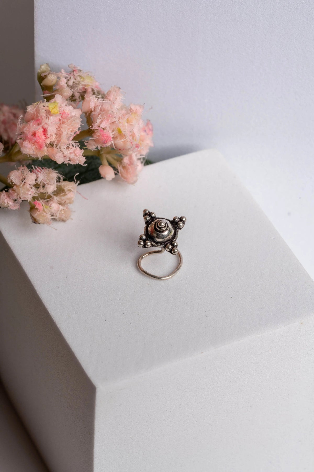 92.5 Pure Silver Nose Pin - Piercing Silver Nosepin Design - Lookandadorn.com