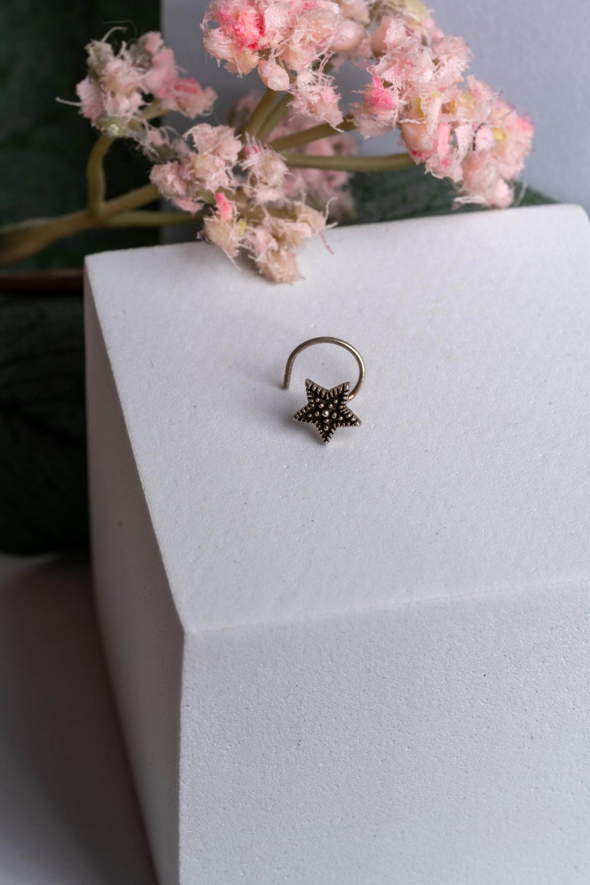 92.5 Pure Silver Nose Pin - Piercing Silver Nosepin Design - Lookandadorn.com
