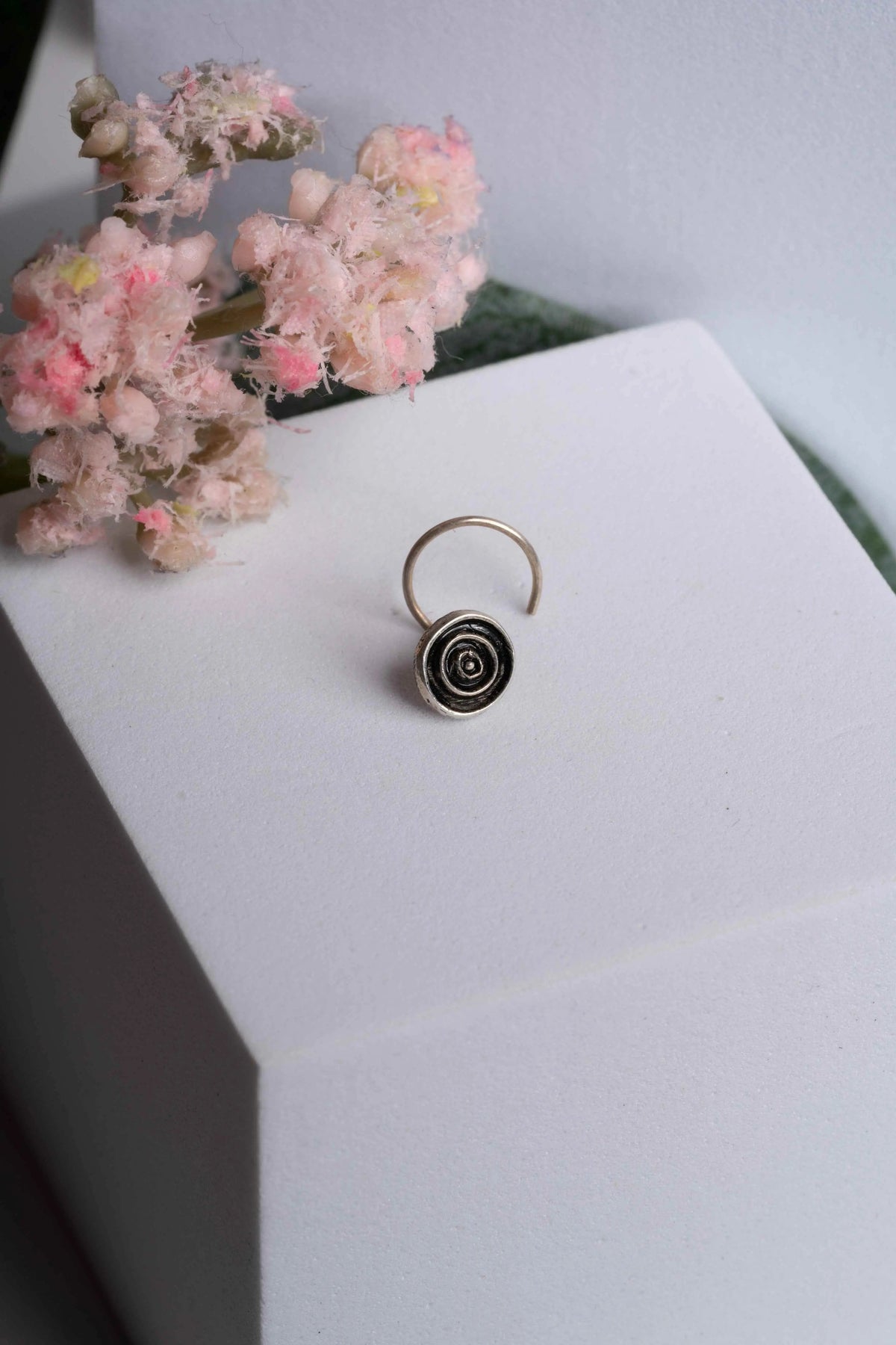 92.5 Pure Silver Nose Pin - Piercing Silver Nosepin Design - Lookandadorn.com