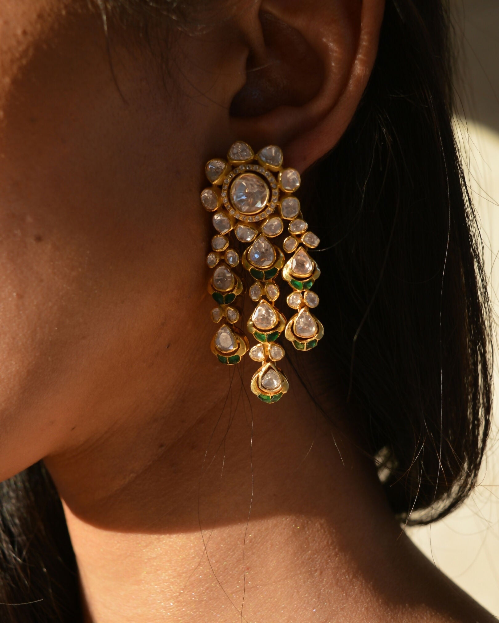 Moissanite Polki Danglers
