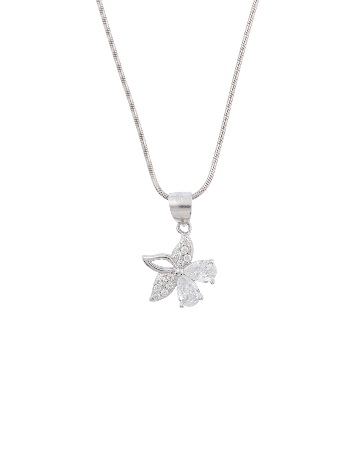 floral sterling silver pendant and stud earrings set