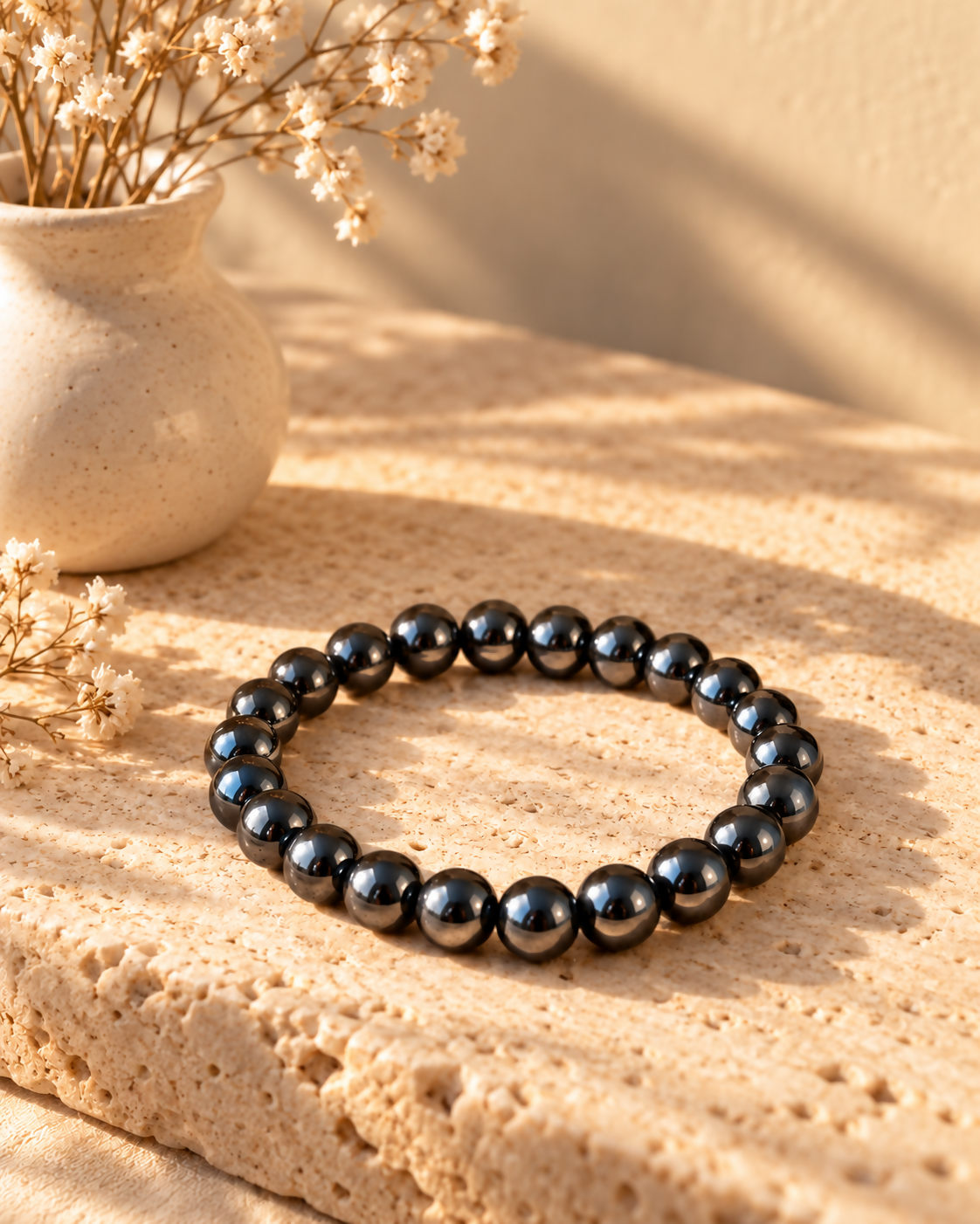 Natural Hematite 8mm Beaded Bracelet