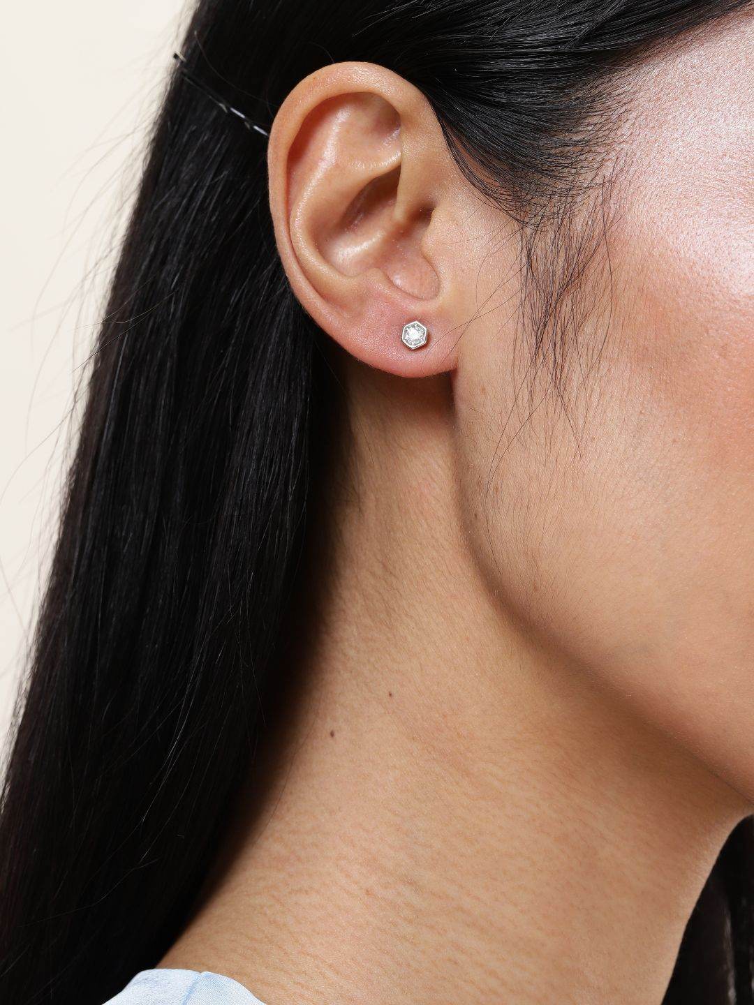Hexagon Sparkle Stud Earrings - Luxevogue