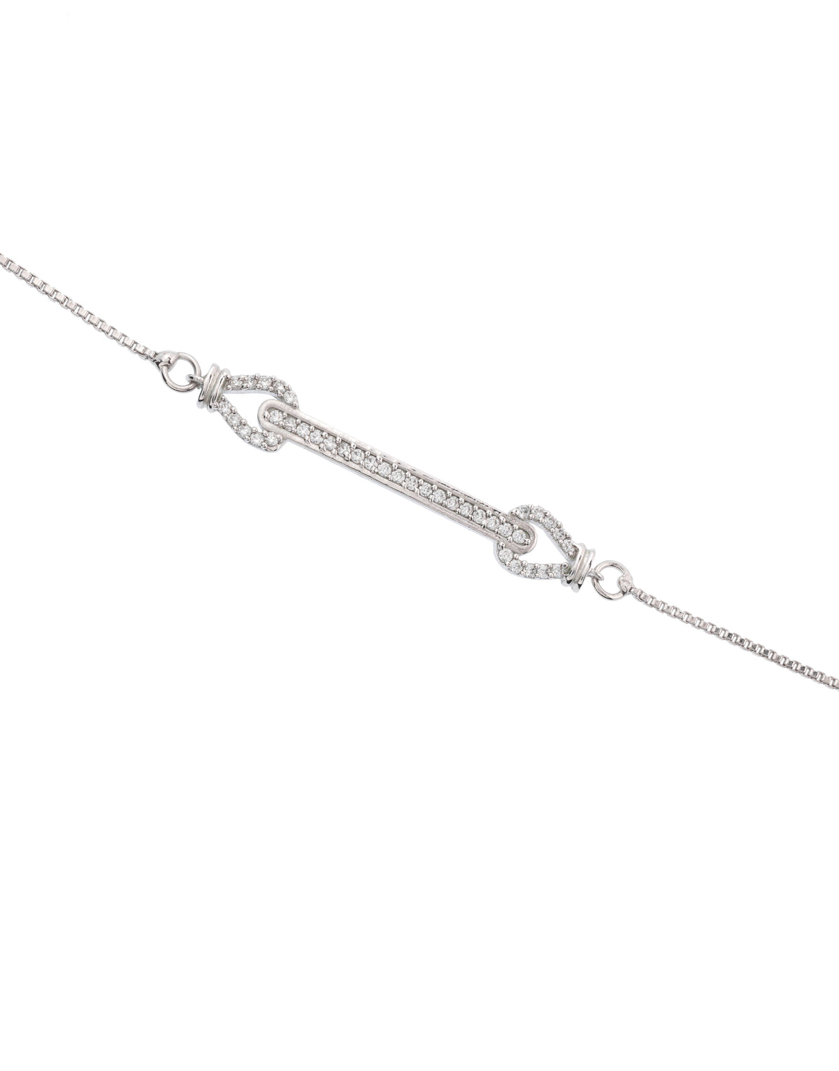 dual arrow adjustable sterling silver cz bracelet