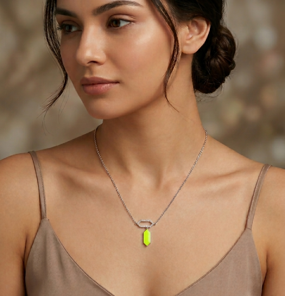 92.5 Silver Green Necklace