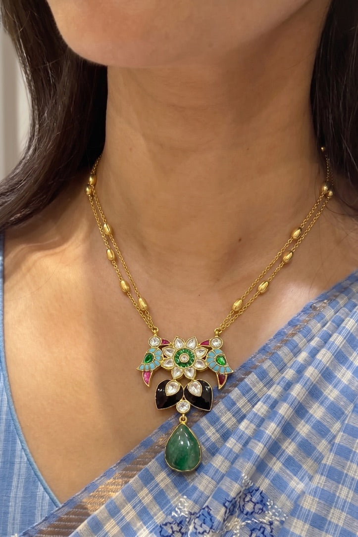 Shuka Meenakari Pendant Set
