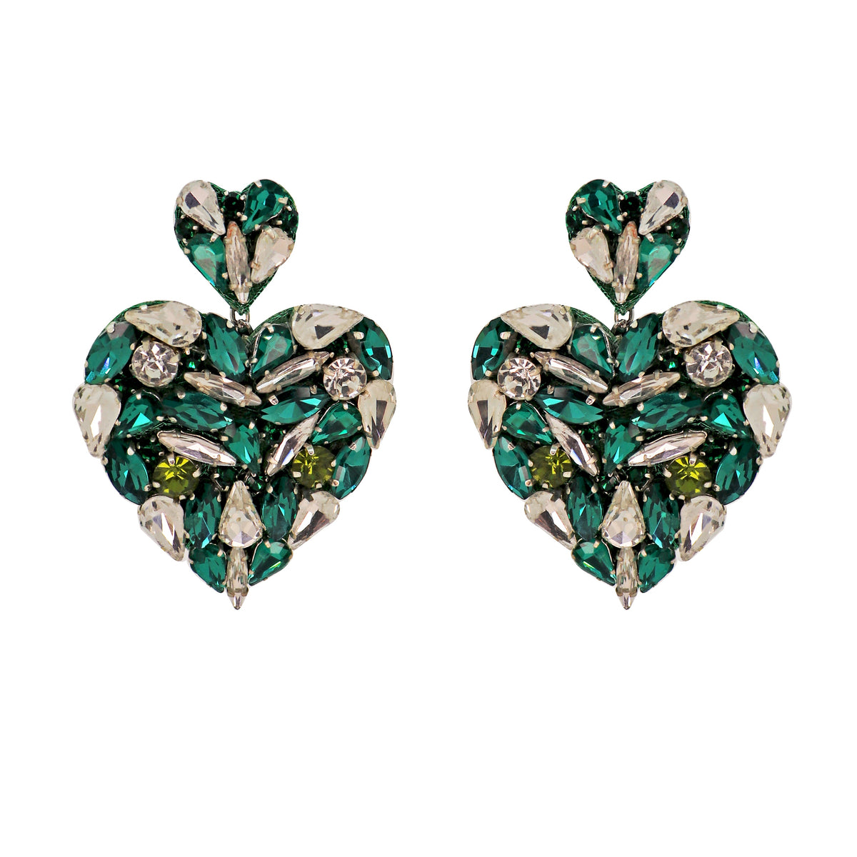 Zara Heart Earrings in Emerald