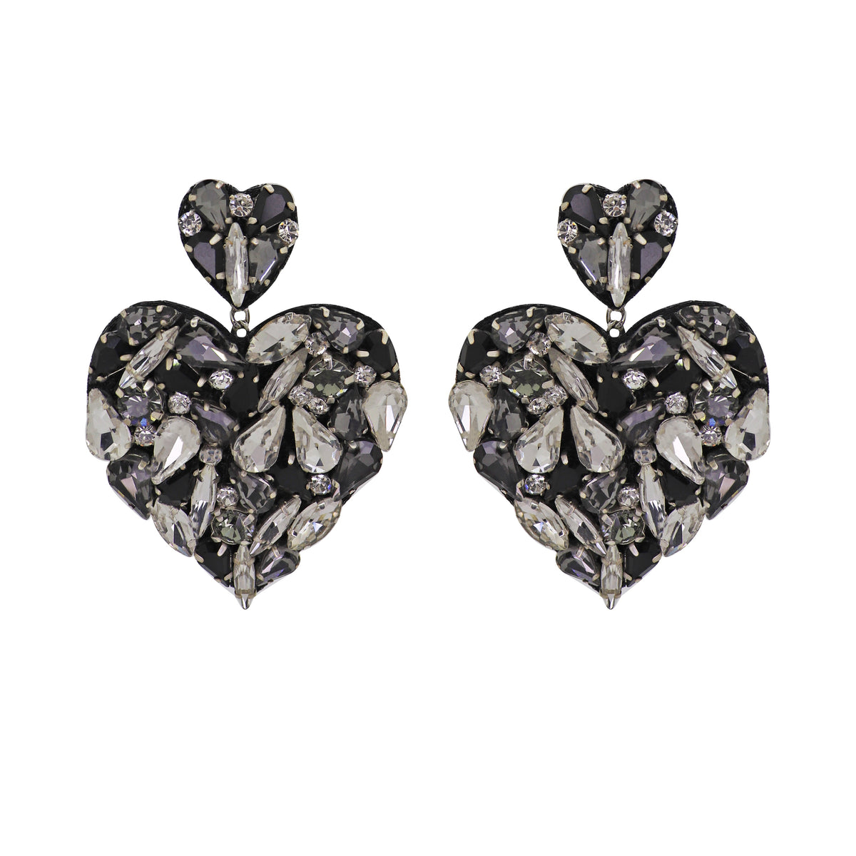 Zara Heart Earrings in Black