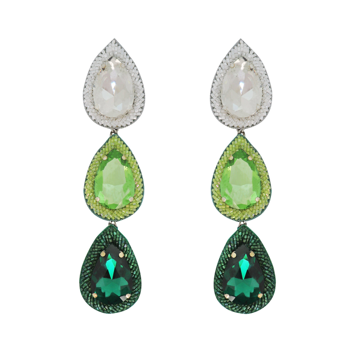 Zinnia Ombre Earrings in Emerald