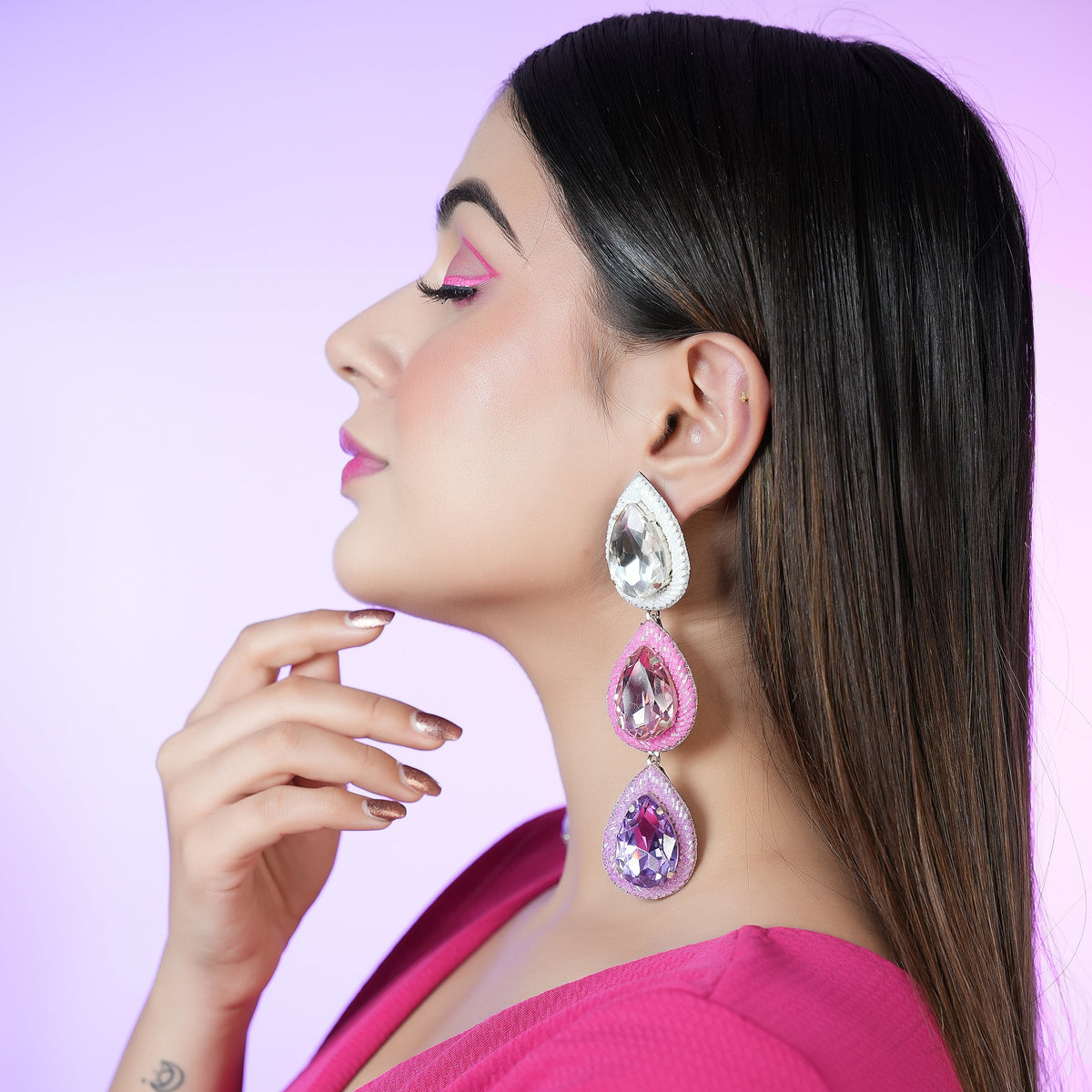 Zinnia Ombre Earrings handcrafted by Label Pooja Rohra