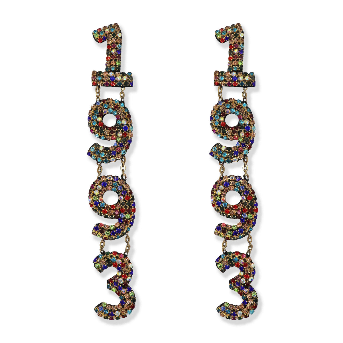 Rhinestone Birthday Earrings in Multicolor