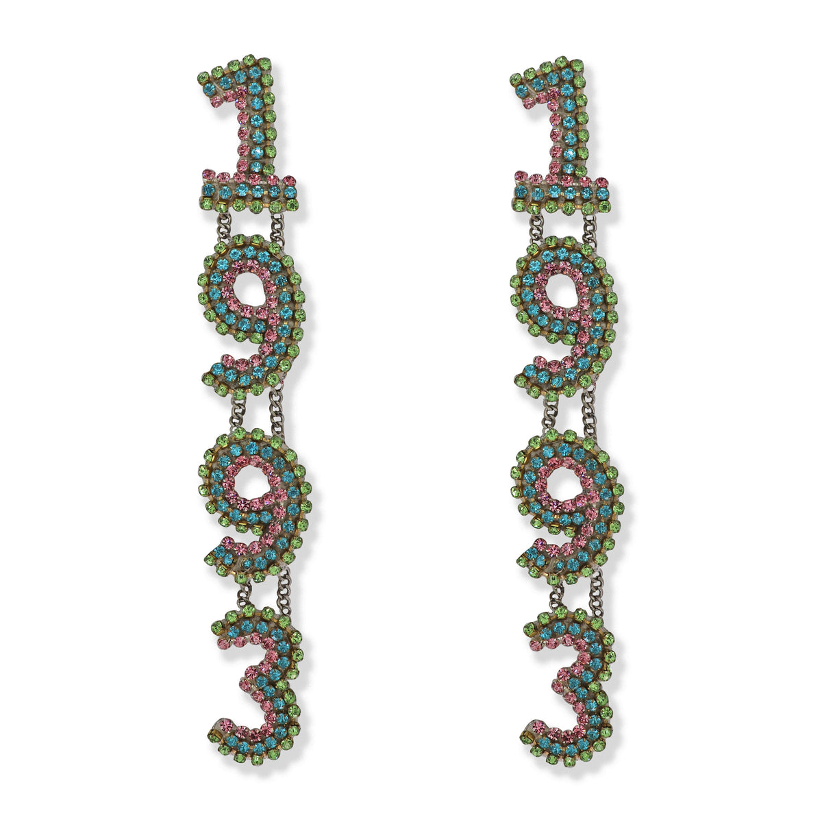 Rhinestone Birthday Earrings in Pastel Multicolor