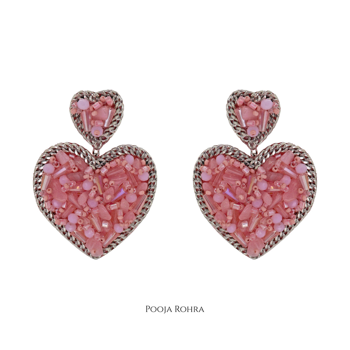 Amor Heart Earrings in Pink