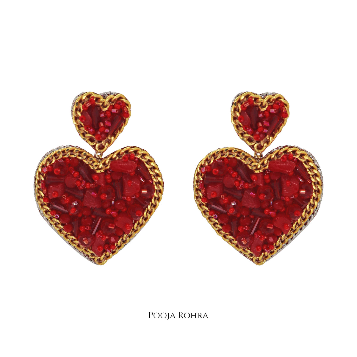 Amor Heart Earrings in Red