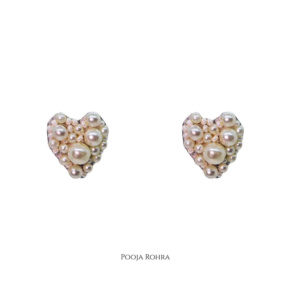 Pearl Heart Stud handcrafted by Label Pooja Rohra