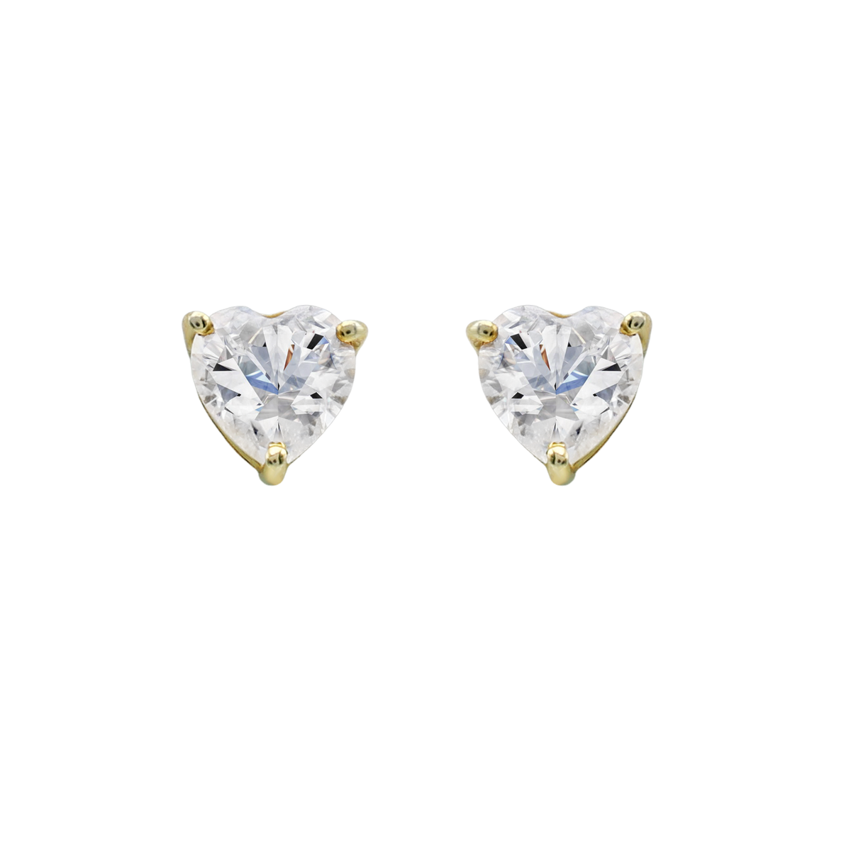 Heart-Cut Moissanite Solitaire Stud Earrings in Gold Finish 925 Sterling Silver