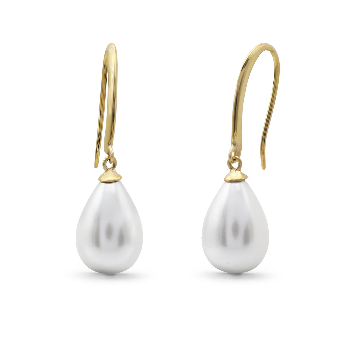 Elegant Teardrop Freshwater Pearl Drop Earrings in Gold Finish 925 Sterling Silver
