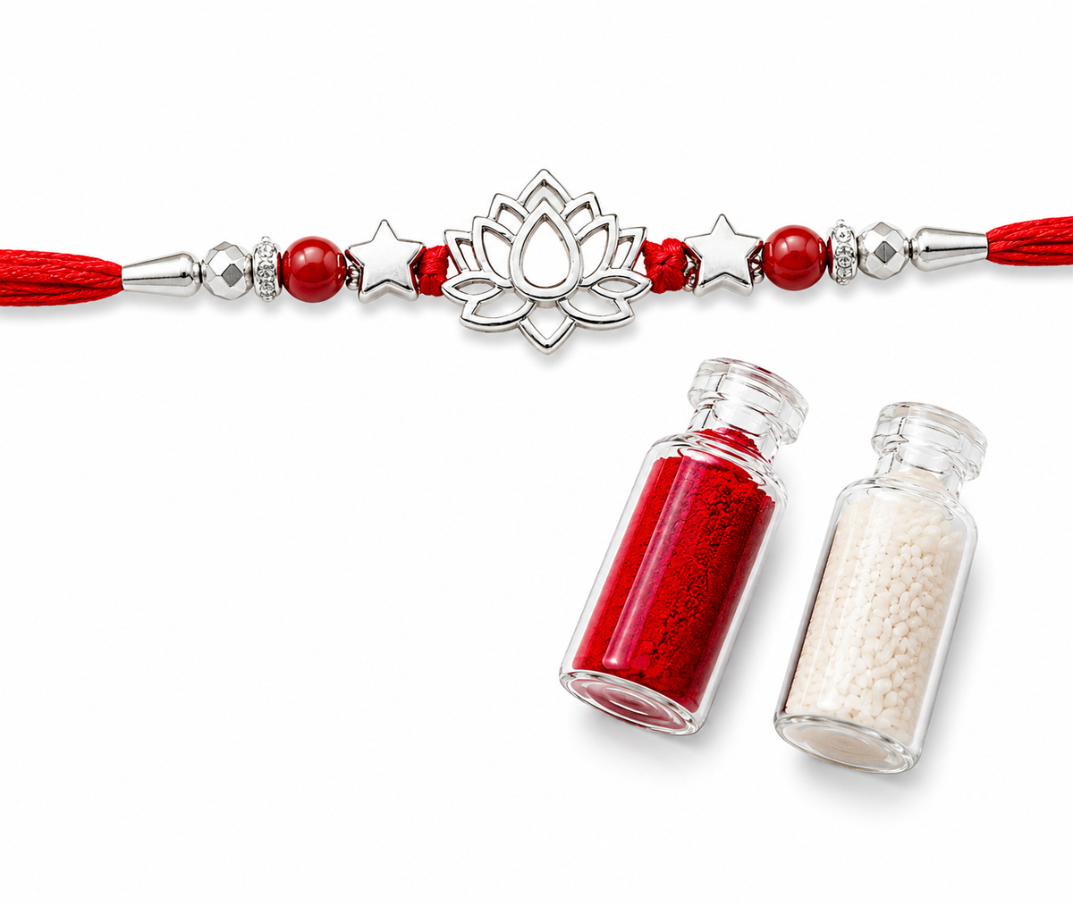 925 Silver Lotus Charm Rakhi for Brother | House of Diana