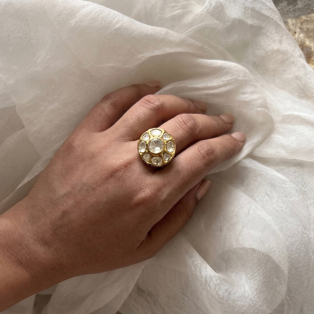 Lumi Moissanite Polki Ring